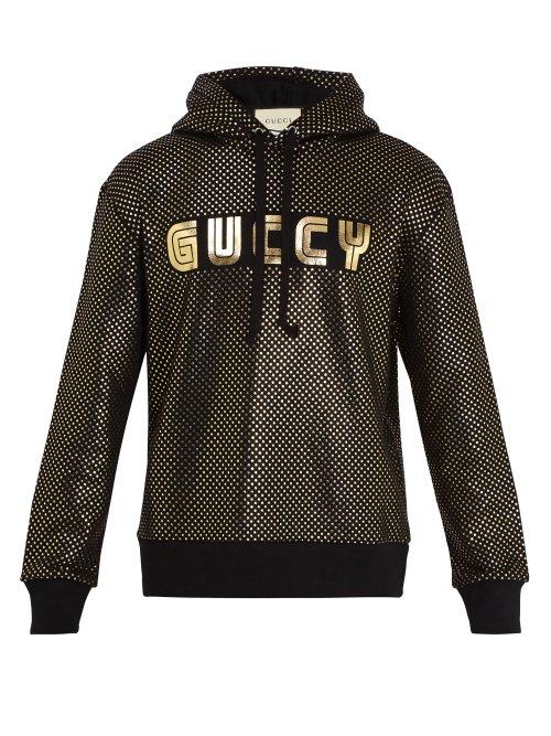 Matchesfashion.com Gucci - Star Print Hooded Cotton Sweatshirt - Mens - Black
