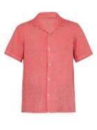 Matchesfashion.com Altea - Cuban Collar Slubbed Linen Shirt - Mens - Red