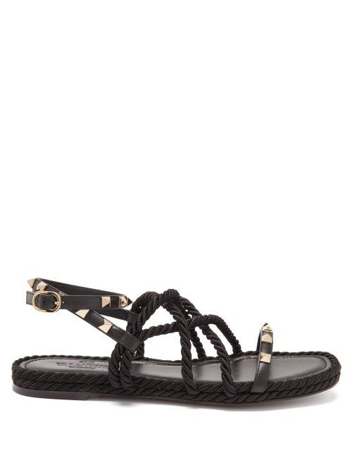 Matchesfashion.com Valentino Garavani - Torchon Rockstud Leather Sandals - Womens - Black