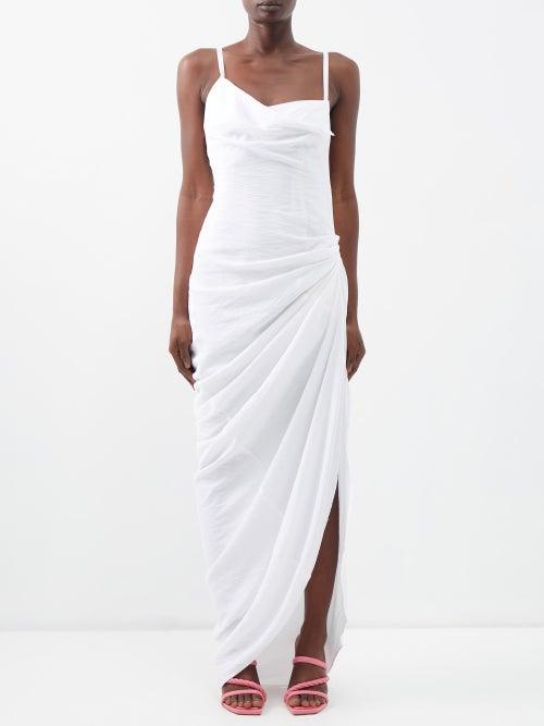 Jacquemus - Saudade Draped Twill Dress - Womens - White