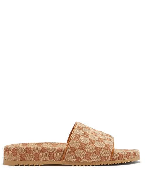 Matchesfashion.com Gucci - Gg Supreme Canvas Slides - Mens - Brown