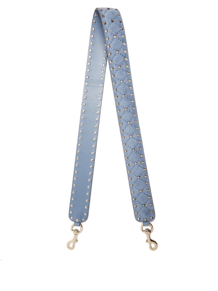 Valentino Rockstud-embellished Quilted-suede Bag Strap