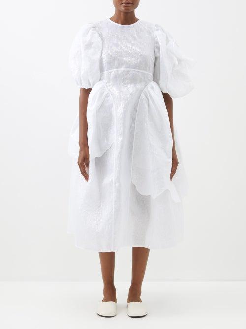 Cecilie Bahnsen - Drucilla Puff-sleeve Coated-gauze Dress - Womens - White