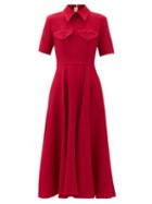 Matchesfashion.com Emilia Wickstead - Alice Point-collar Crepe Midi Dress - Womens - Pink