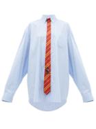 Matchesfashion.com Vetements - Tie Embellished Striped Shirt - Womens - Blue White