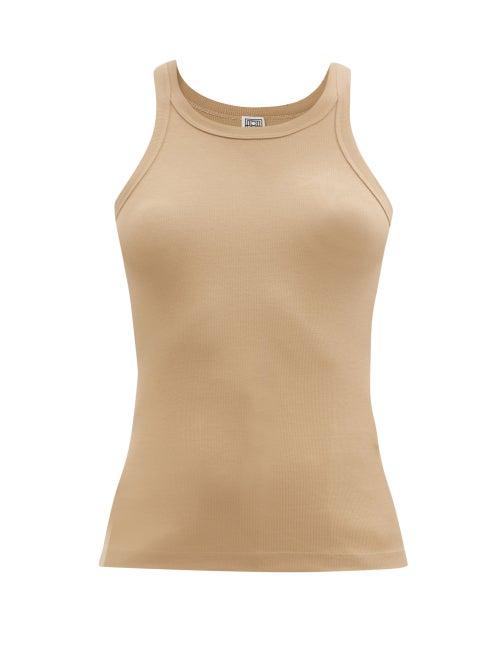 Matchesfashion.com Totme - Scoop-neck Ribbed Cotton-blend Jersey Tank Top - Womens - Beige