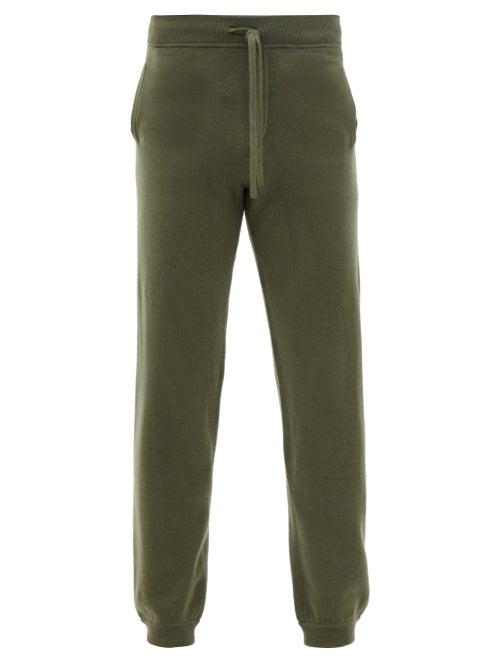 Allude - Drawstring Wool-blend Track Pants - Mens - Khaki