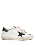 Matchesfashion.com Golden Goose - Old School Velcro Logo Strap Leather Trainers - Womens - White Black