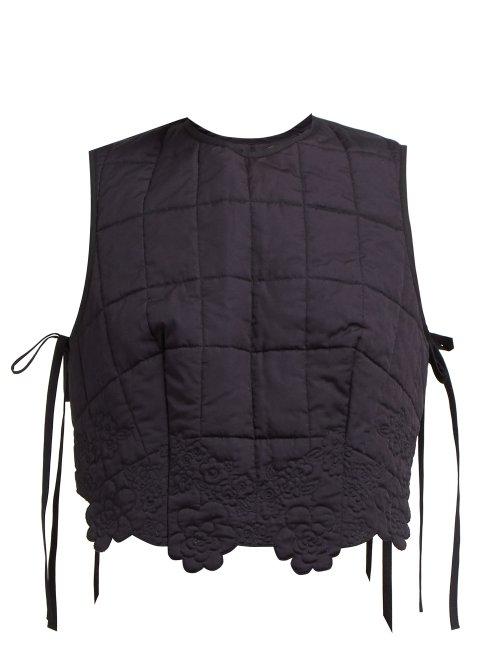 Matchesfashion.com Cecilie Bahnsen - Rosa Side Tie Quilted Cotton Top - Womens - Black