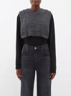 Isabel Marant - Hooded Cable-knit Cropped Sweater - Womens - Dark Grey