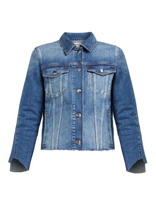 Matchesfashion.com Frame - Le Jacket Raw Edged Denim Jacket - Womens - Dark Denim