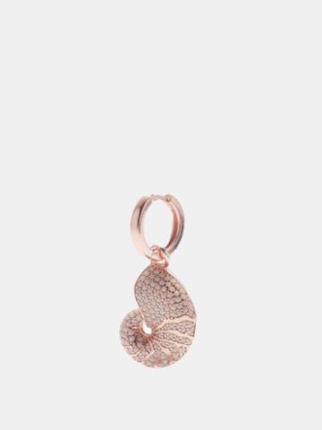 Begm Khan - Nautilus 24kt Rose-gold Plated Single Hoop Earring - Womens - Pink