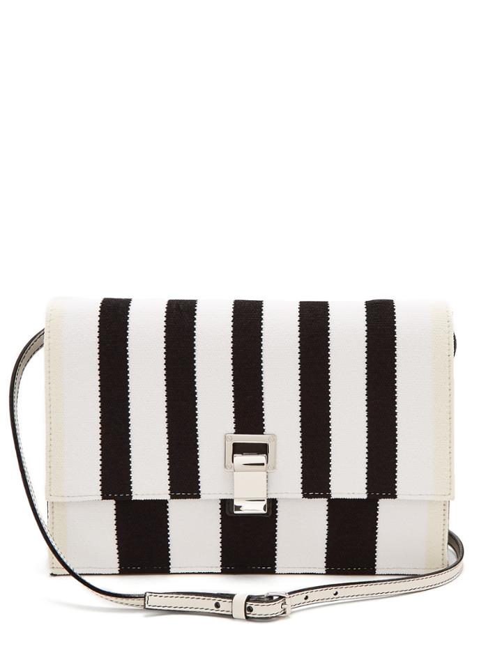 Proenza Schouler Striped Knit And Leather Cross-body Bag