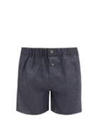 Matchesfashion.com Emma Willis - Slim-fit Linen Boxer Shorts - Mens - Dark Grey