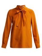 Matchesfashion.com Bottega Veneta - Tie Front Silk Blouse - Womens - Dark Orange
