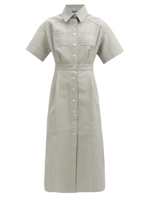 Matchesfashion.com Vika 2.0 - Patch-pocket Faux-leather Shirtdress - Womens - Grey