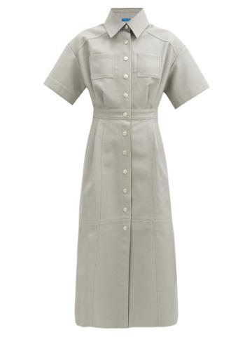 Matchesfashion.com Vika 2.0 - Patch-pocket Faux-leather Shirtdress - Womens - Grey