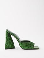 The Attico - Devon 115 Glitter Leather Mules - Womens - Green