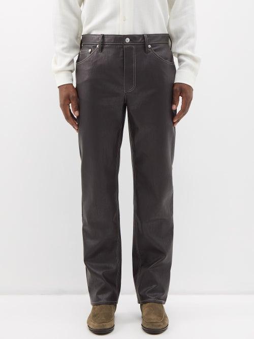 Sfr - Londr Faux-leather Trousers - Mens - Dark Brown