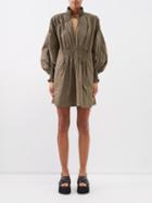 Lee Mathews - Annie Cotton-blend Mini Dress - Womens - Khaki