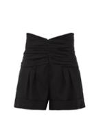 Matchesfashion.com Saint Laurent - Gathered-waist Tailored Grain De Poudre Shorts - Womens - Black