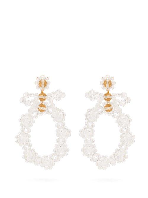 Matchesfashion.com Simone Rocha - Bow Crystal Drop Earrings - Womens - Clear