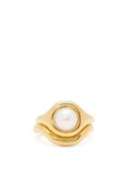 Matchesfashion.com Charlotte Chesnais Fine Jewellery - Pearl Eclipse 14kt Gold-plated Ring - Womens - Gold