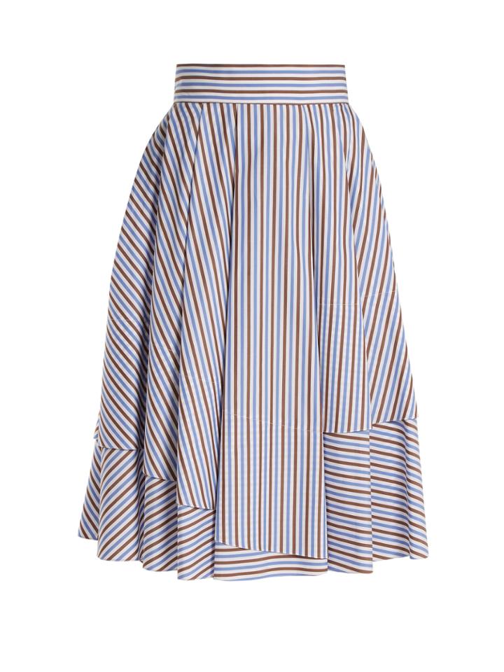 Dovima Paris Daphne Striped Cotton-poplin Midi Skirt