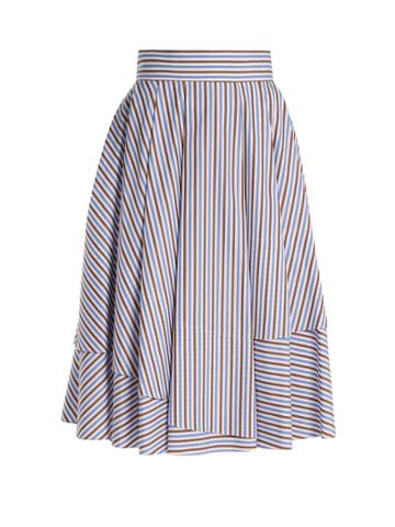 Dovima Paris Daphne Striped Cotton-poplin Midi Skirt
