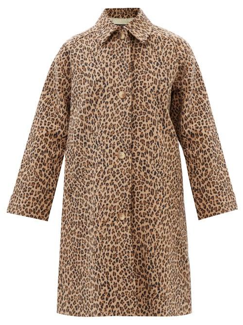 A.p.c. - Alice Leopard-print Brushed Wool-blend Coat - Womens - Brown