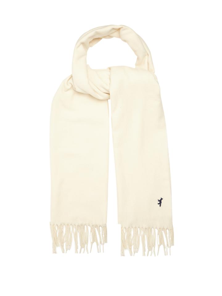 Maison Kitsuné Logo-embroidered Wool Scarf