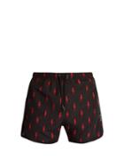 Matchesfashion.com Neil Barrett - Lightning Bolt Print Swim Shorts - Mens - Black Multi