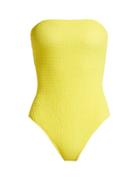 Matchesfashion.com Diane Von Furstenberg - Strapless Smocked Swimsuit - Womens - Yellow