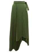Matchesfashion.com A.w.a.k.e. Mode - Doric High Rise Pleated Midi Skirt - Womens - Dark Green