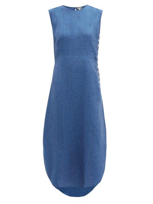 Matchesfashion.com Belize - Lila Buttoned Linen Dress - Womens - Denim