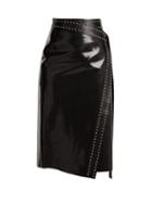 Matchesfashion.com Alexander Mcqueen - Python Effect Leather Wrap Skirt - Womens - Black