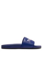 Matchesfashion.com Balenciaga - Logo Leather Slides - Mens - Blue