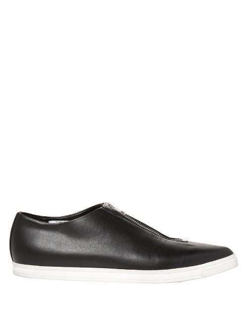 Stella Mccartney Zip-front Point-toe Faux-leather Flats