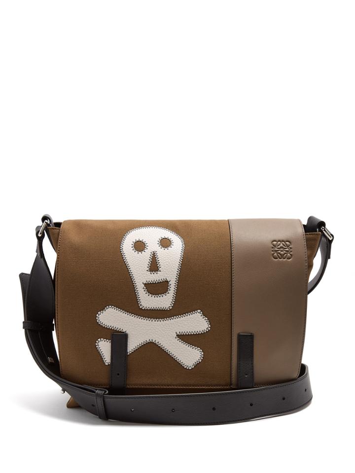Loewe Skull Leather-trimmed Canvas Cross-body Bag
