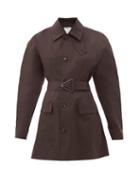 Matchesfashion.com Bottega Veneta - Round-shoulder Cotton-blend Coat - Womens - Dark Brown