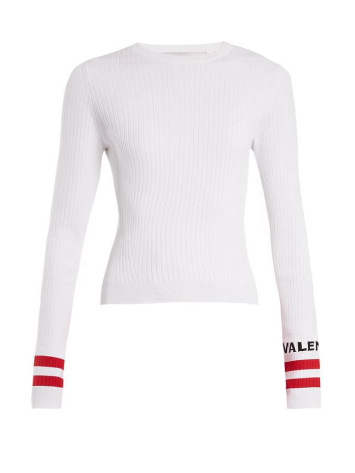 Valentino Logo-intarsia Striped Stretch-knit Sweater