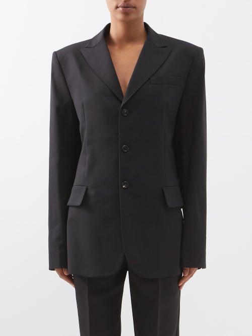 Nensi Dojaka - Ruched-strap Wool-blend Jacket - Womens - Black
