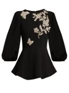 Matchesfashion.com Andrew Gn - Crystal Embellished Peplum Top - Womens - Black Silver