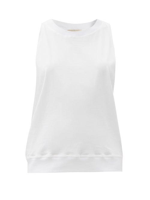 Matchesfashion.com Alexandre Vauthier - Crystal-logo Cotton-jersey Tank Top - Womens - White
