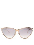 Matchesfashion.com Dior Eyewear - New Motard Cat Eye Metal Sunglasses - Womens - Silver Gold