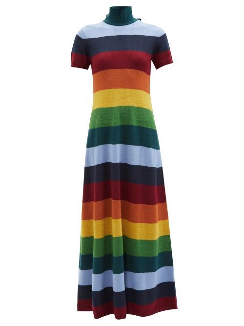 Staud - Fox Striped Merino Wool-blend Maxi Dress - Womens - Multi