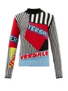 Matchesfashion.com Versace - Logo Jacquard Wool Sweater - Mens - Multi
