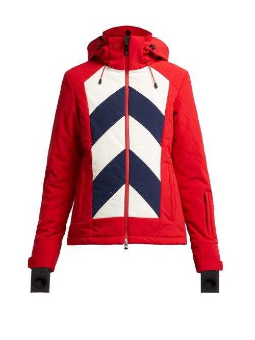 Matchesfashion.com Perfect Moment - Tignes Chevron Striped Quilted Ski Jacket - Womens - Red Multi