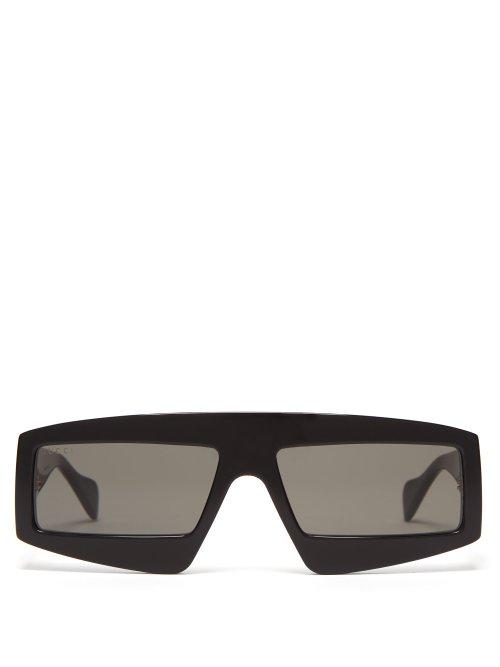 Matchesfashion.com Gucci - Rectangle Acetate Sunglasses - Mens - Black