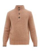 Matchesfashion.com Brunello Cucinelli - Button Front Alpaca Blend Sweater - Mens - Camel